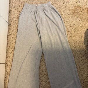 Abercrombie & Fitch Wide Leg Lounge Pants – Heather Grey – Hemmed